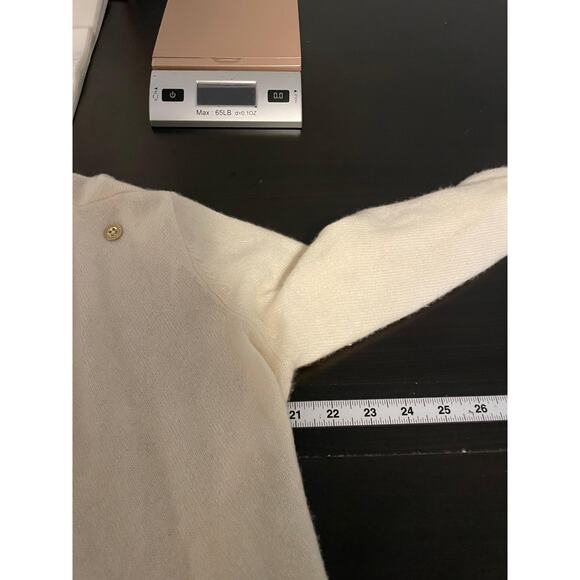 Lilly Pulitzer Cardigan Womens Large White Cashmere Fringe Open Front Read - Picture 7 of 9